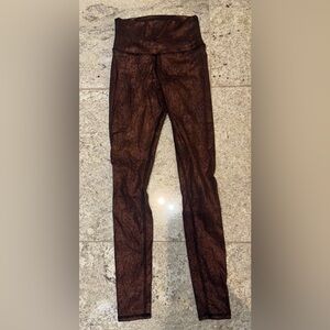 Alo Yoga High Waist Leggings Airbrush Metallic Copper/black  XS